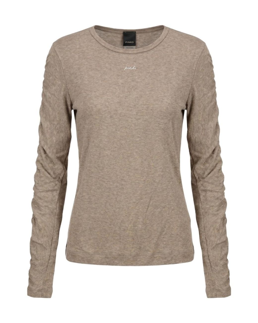 Pinko Brown Ruched Long-Sleeve Top
