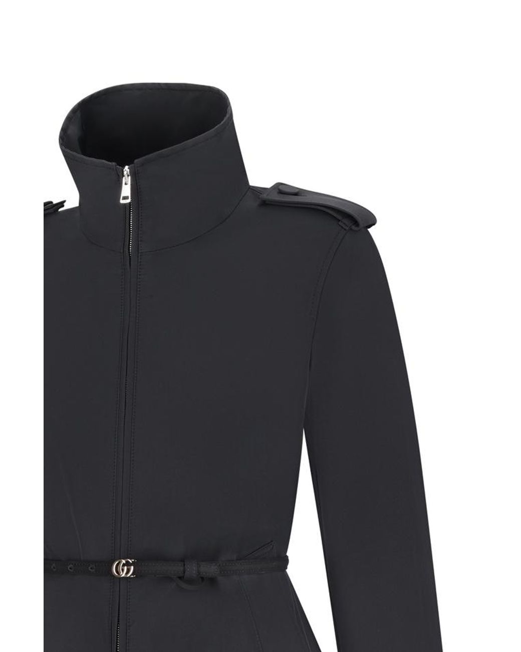 Gucci Black Nylon Faille Coat, Ready-To-Wear