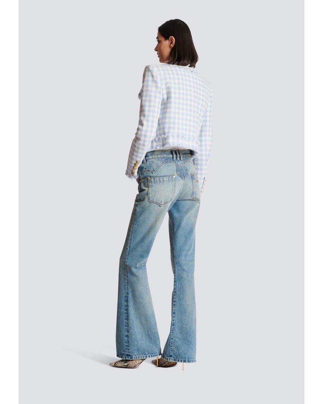 Balmain Blue Western Bootcut Denim Jeans