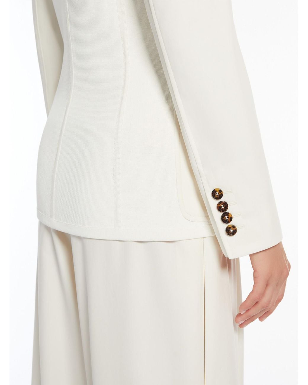 Max Mara White Fitted Cotton Blazer