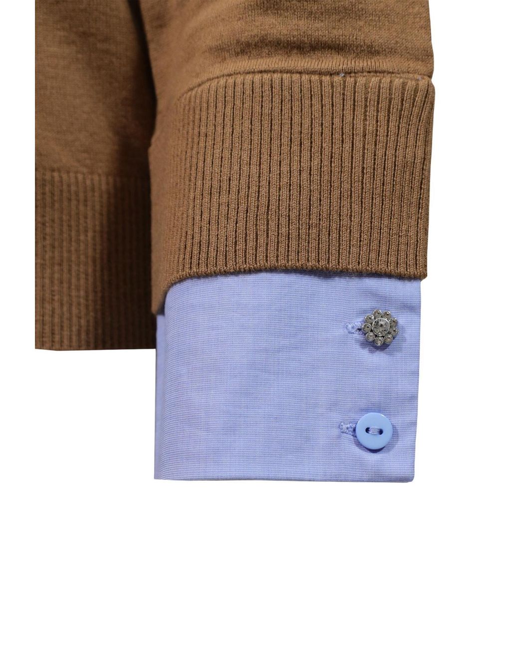 Liu Jo Brown Ribbed V-Neck Sweater
