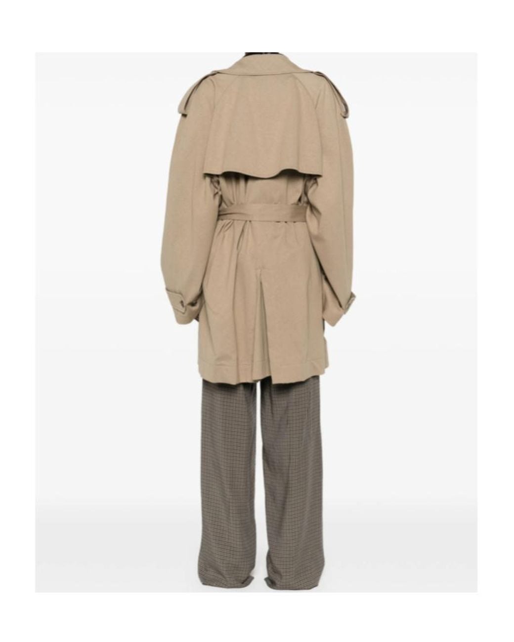 Balenciaga Natural Belted Double-Breasted Trench Coat