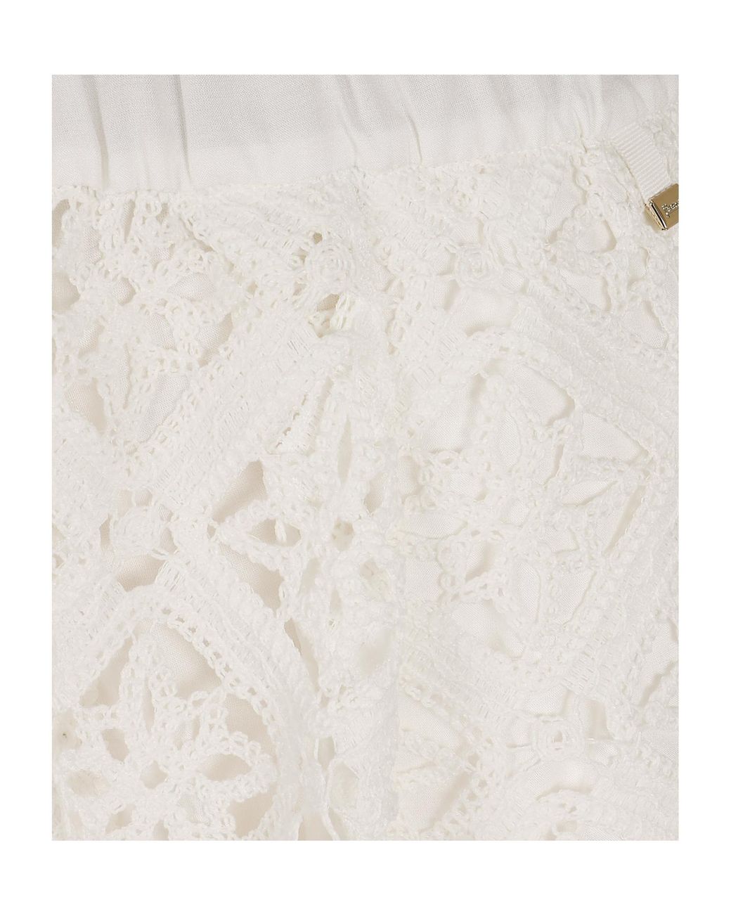 Herno White Cotton Macramé Shorts With Scalloped Hemline And Elastic Waistband