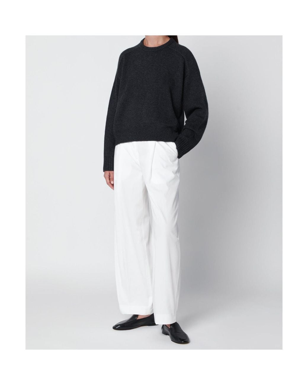 Loulou de Saison Black Ribbed Crew Neck Sweater
