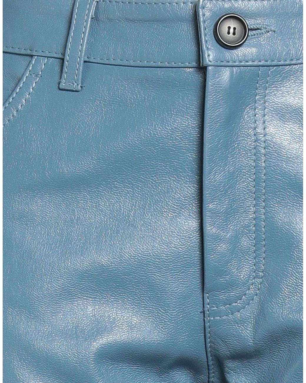 Marni Blue Plain Colour Leather Trouser