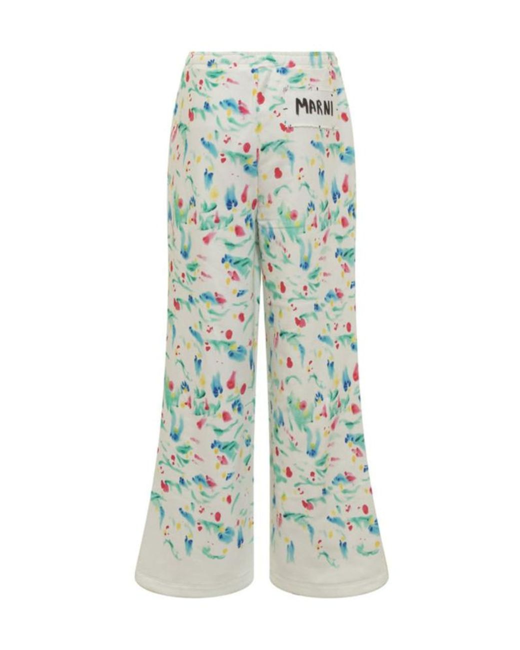 Marni Blue Logo Patch Motif Printed Pants