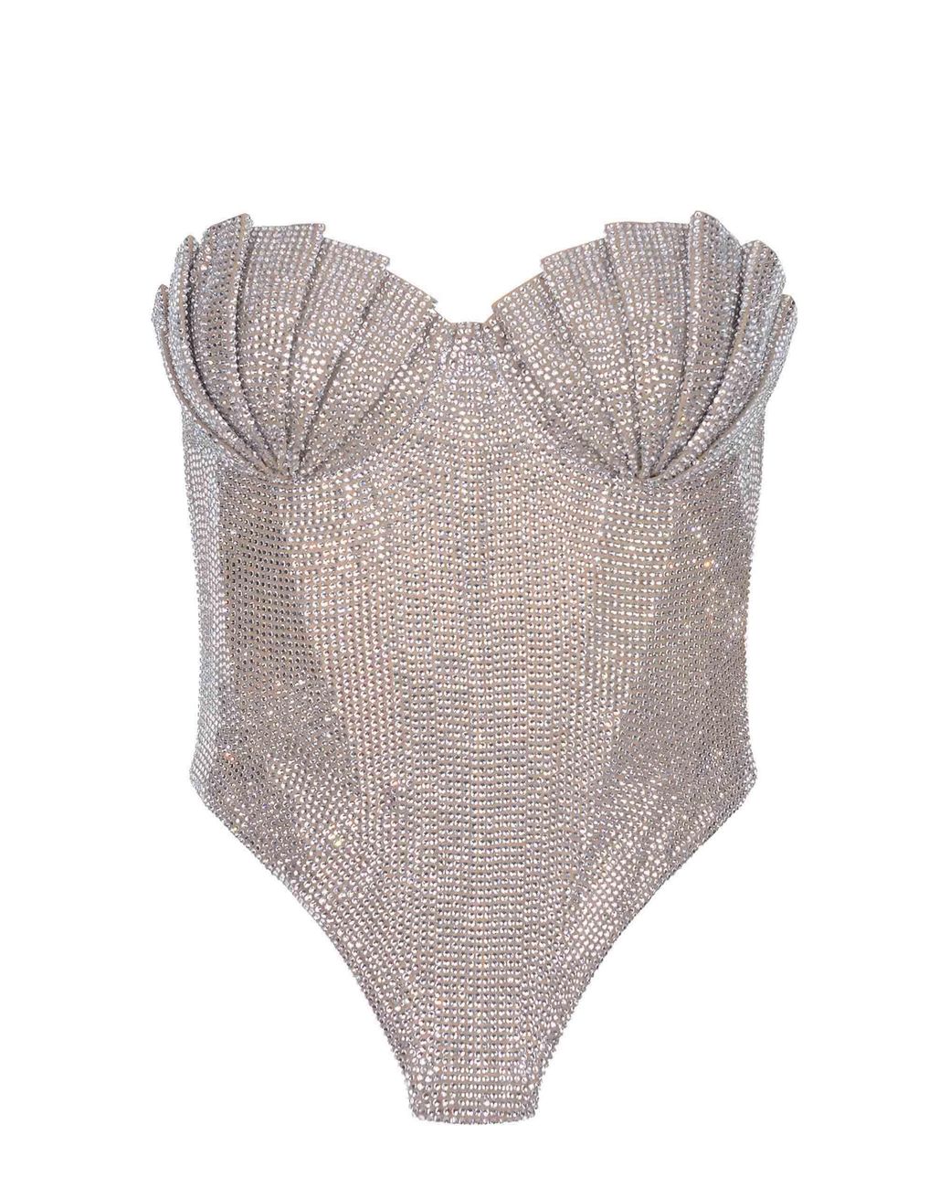 GIUSEPPE DI MORABITO Gray Rhinestone Bustier Top