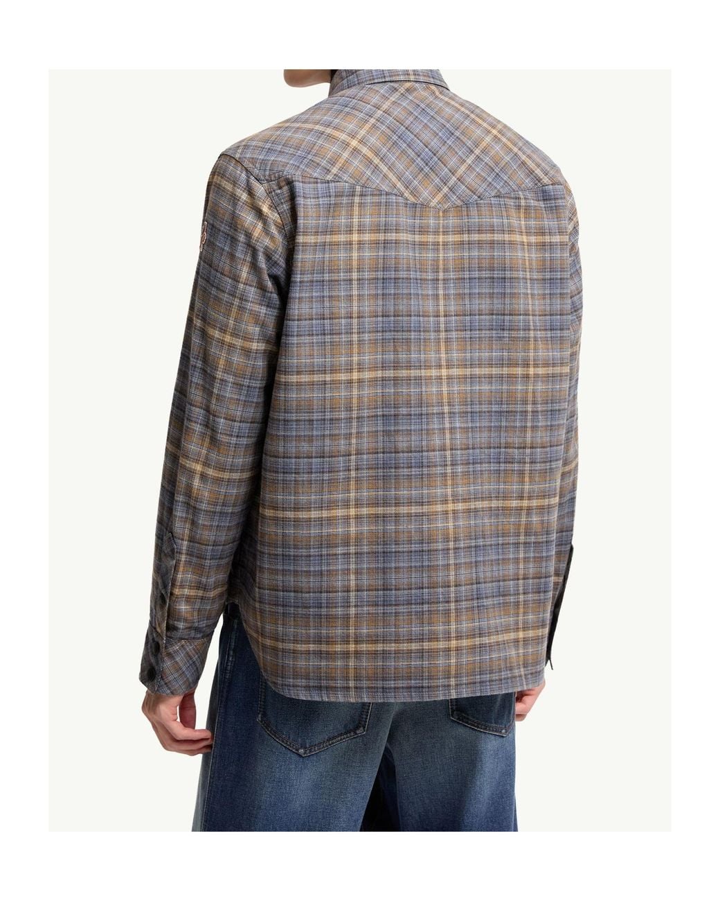 Moncler Gray Cotton Tartan Shirt for men