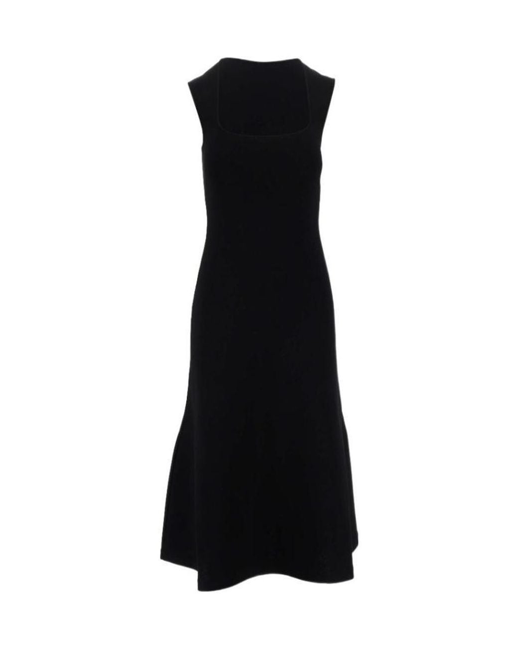 Stella McCartney Black Square-Neck Flared Midi Dress