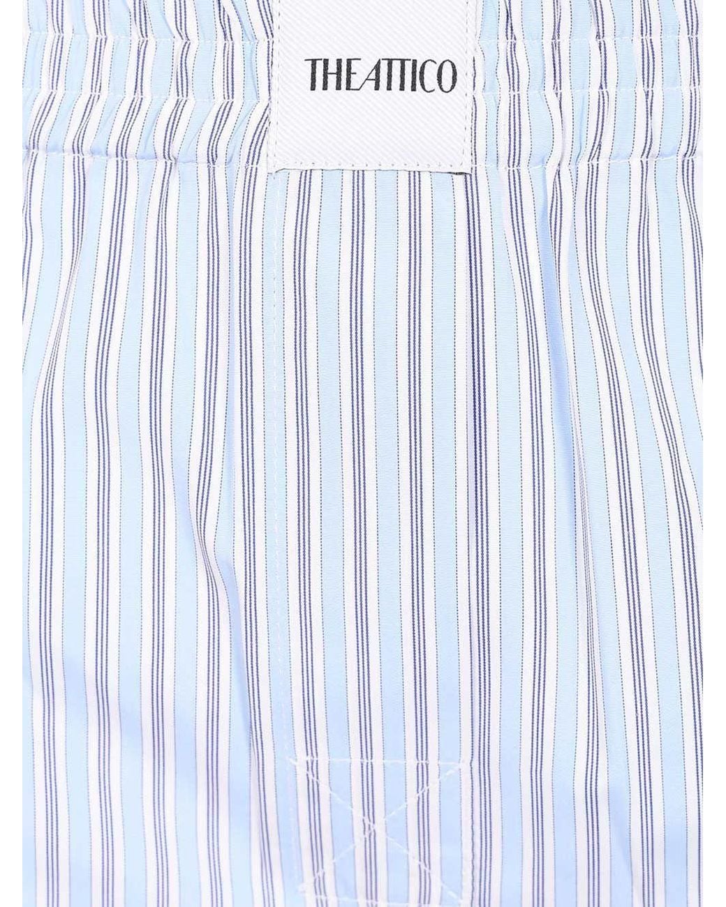 The Attico Blue The Logo Patch Striped Shorts