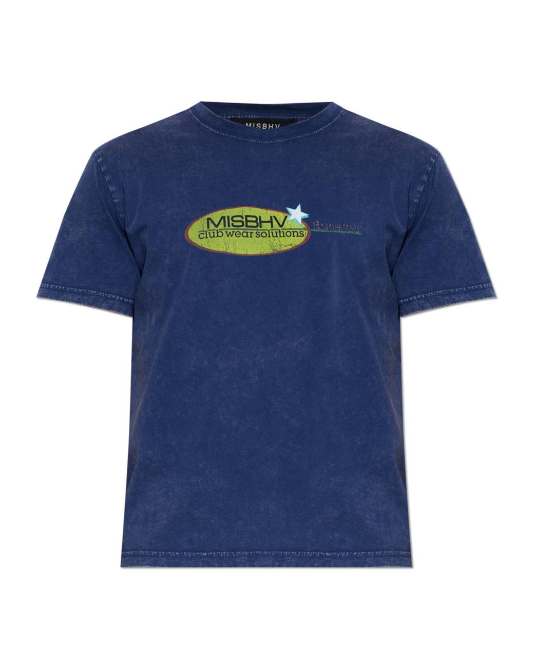 M I S B H V Blue Logo Print T-Shirt for men