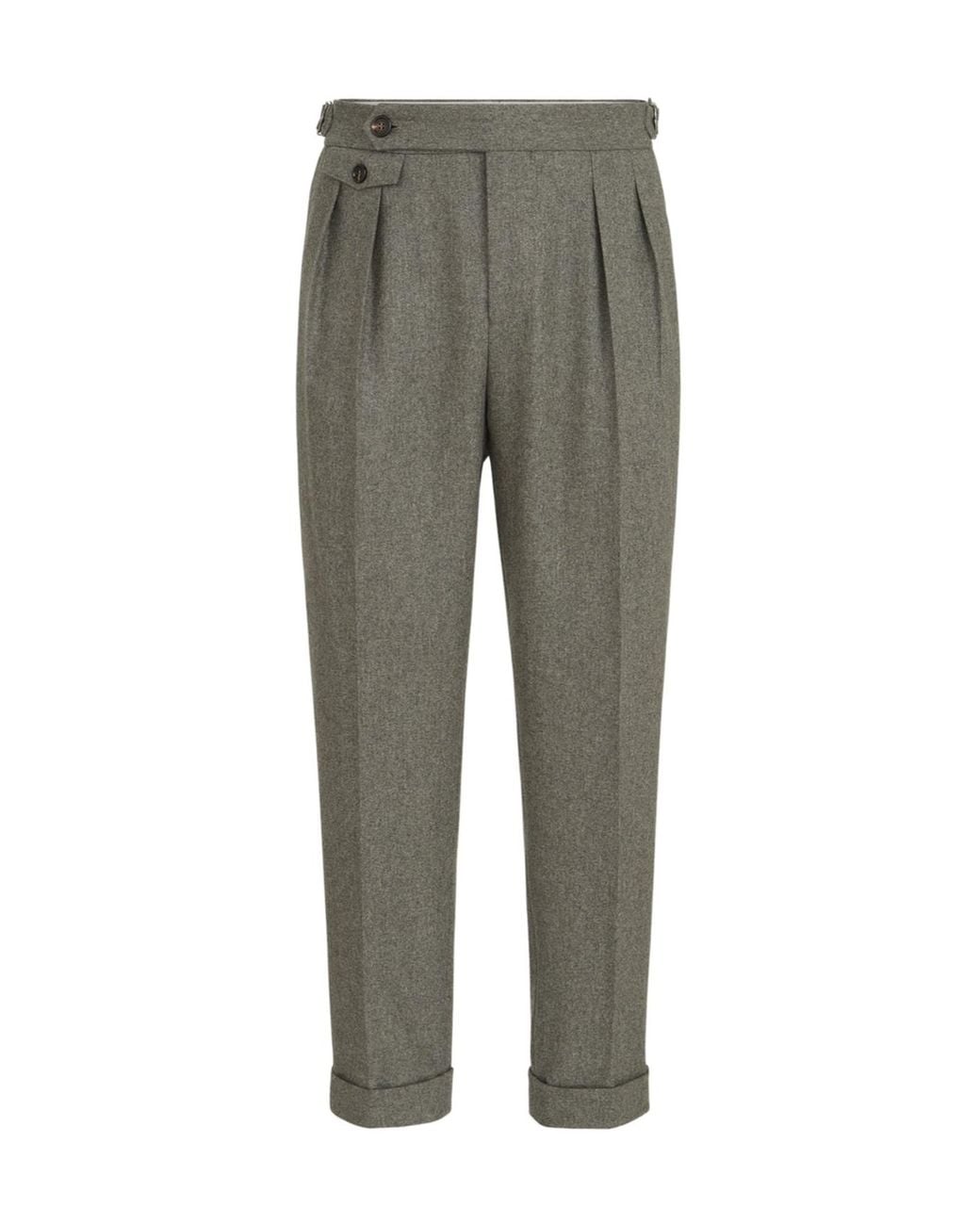 Brunello Cucinelli Gray Virgin Wool Flannel Trousers With Double Pleats And Waist Tabs for men