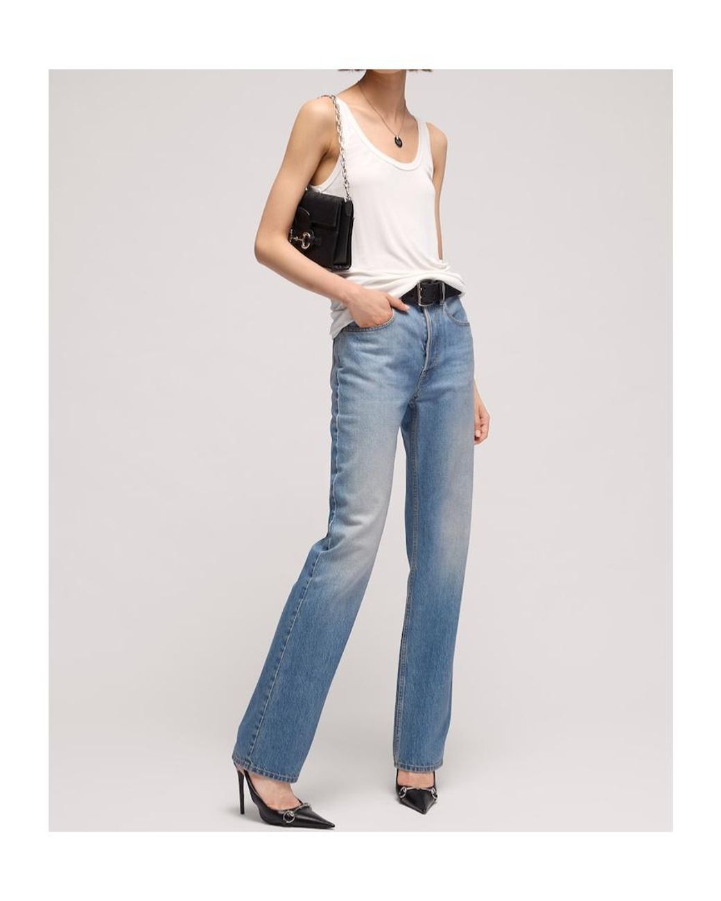 Gucci White Stretch Rib Jersey Tank Top With Tag