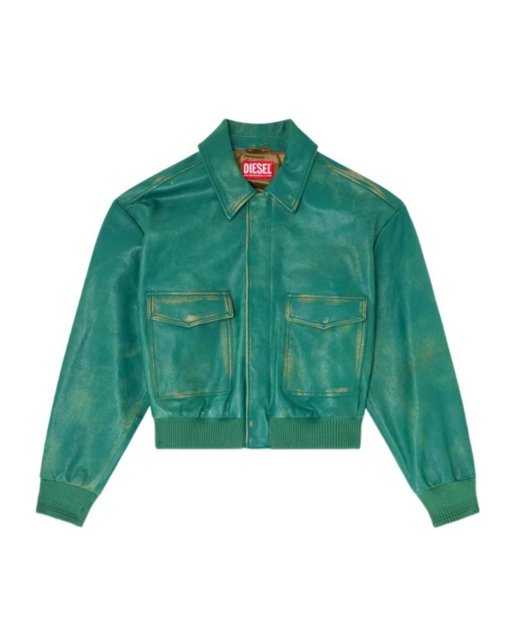 DIESEL Green Apos;S Uman Cropped Leather Jacket for men