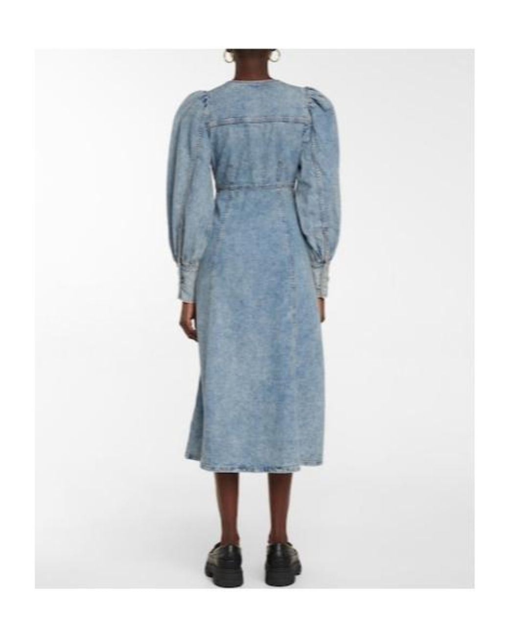 Ganni Blue Denim Midi Dress