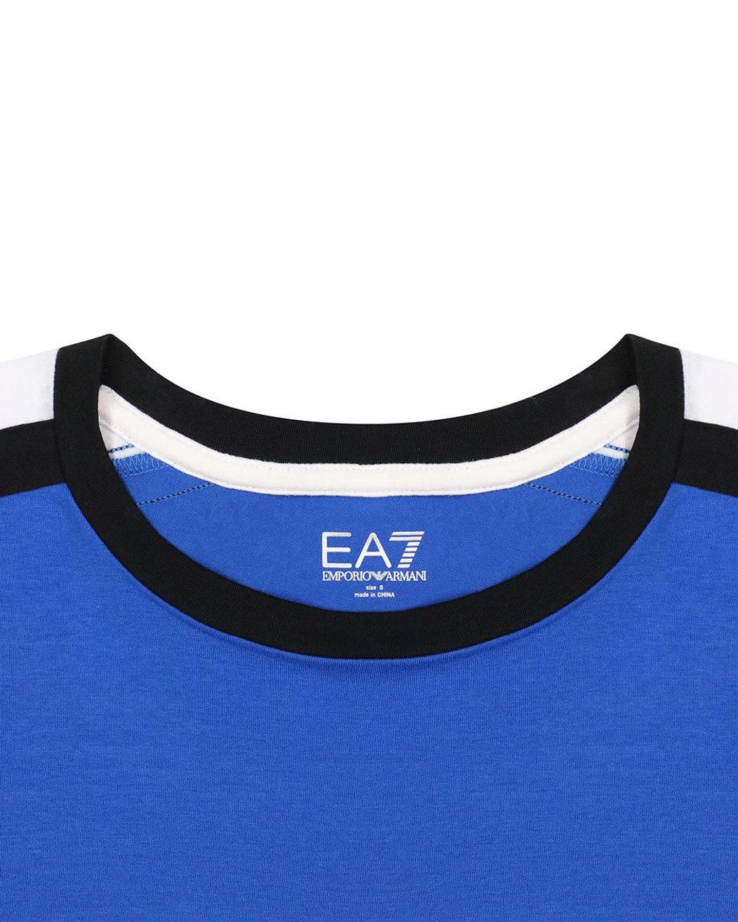 EA7 Blue Logo Printed T-Shirt With Round Neck for men
