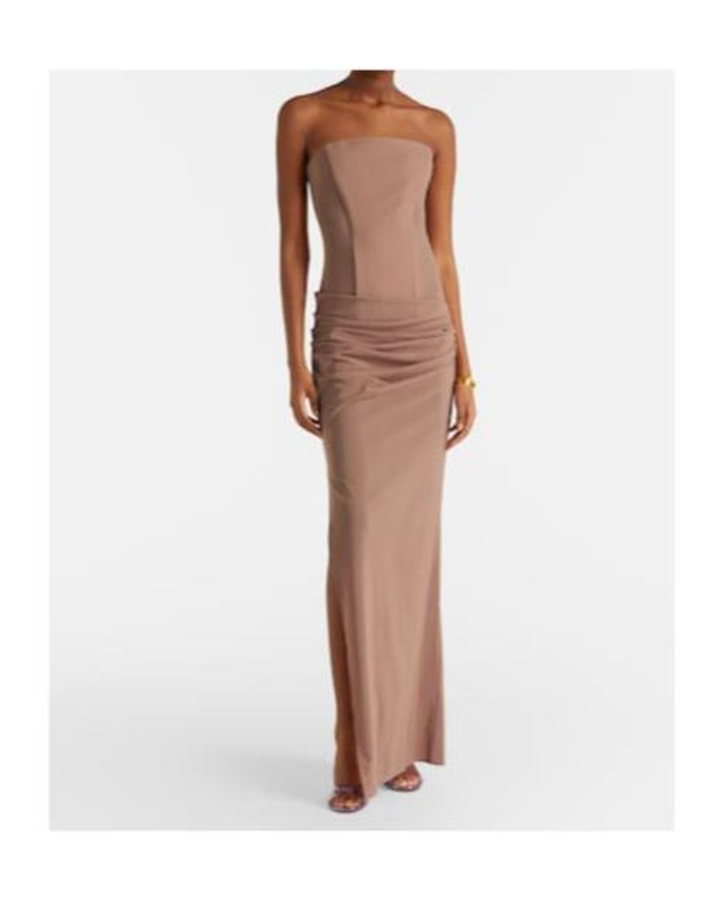 Alex Perry Brown Semi-Sheer Strapless Gown