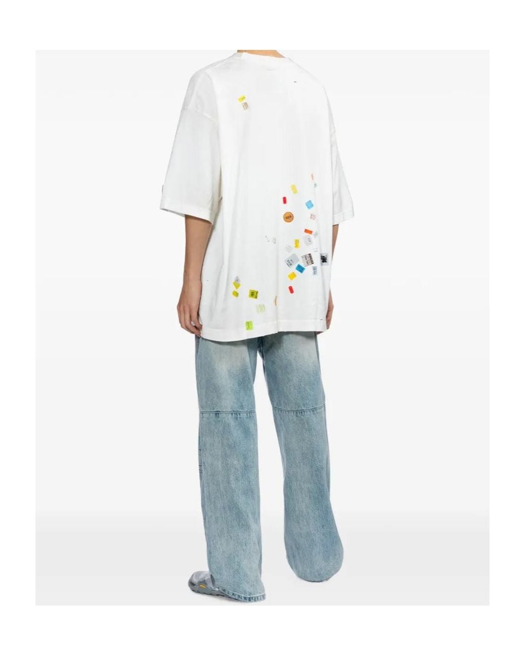 Maison Mihara Yasuhiro White Price-Tag-Sticker-Printed T-Shirt for men