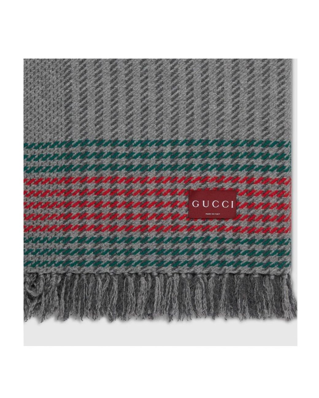 Gucci Gray Cashmere Jacquard Blanket With Web for men