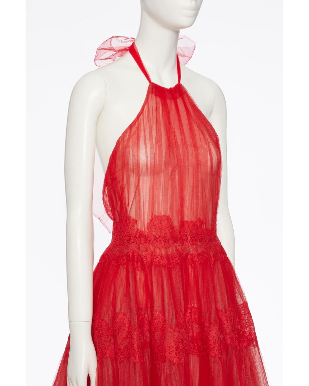 Valentino Red Neck-Hanging Dress