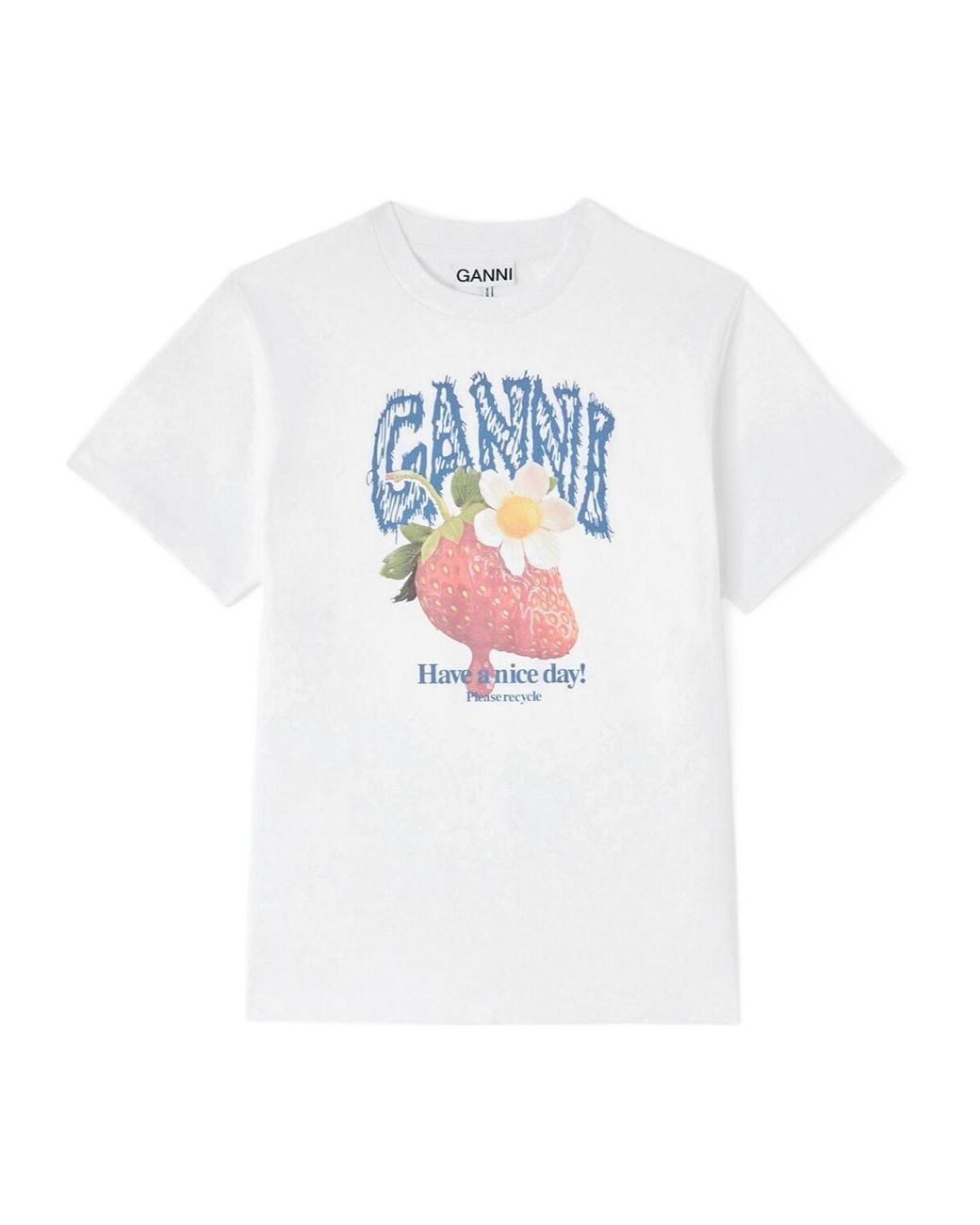 Ganni White Graphic Oversized T-Shirt
