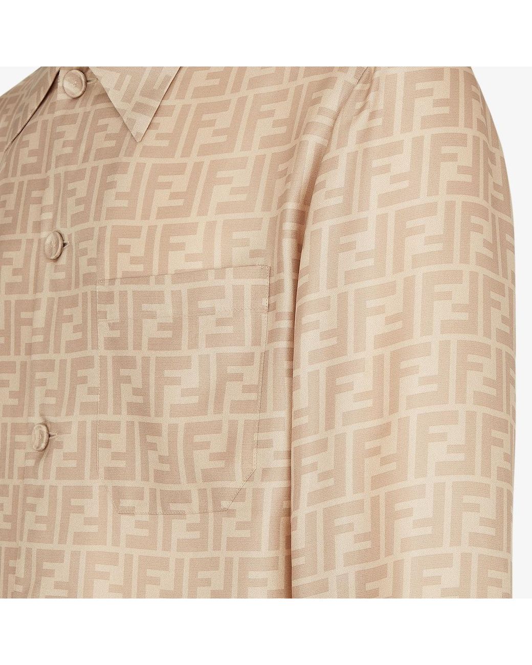 Fendi Natural Logo Printed Long Sleeved Shirt for men