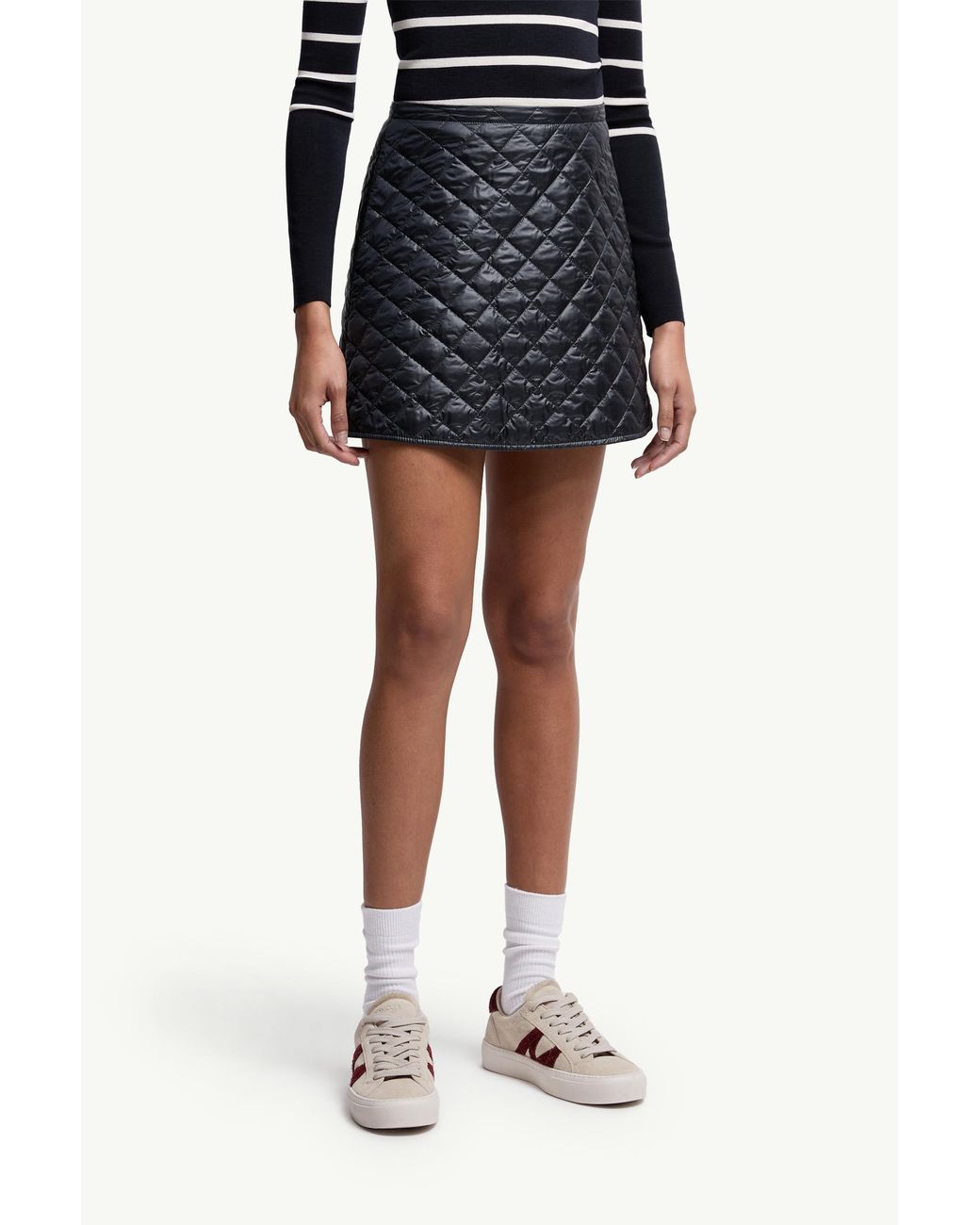 Moncler Blue Logo Patch Quilted Mini Skirt