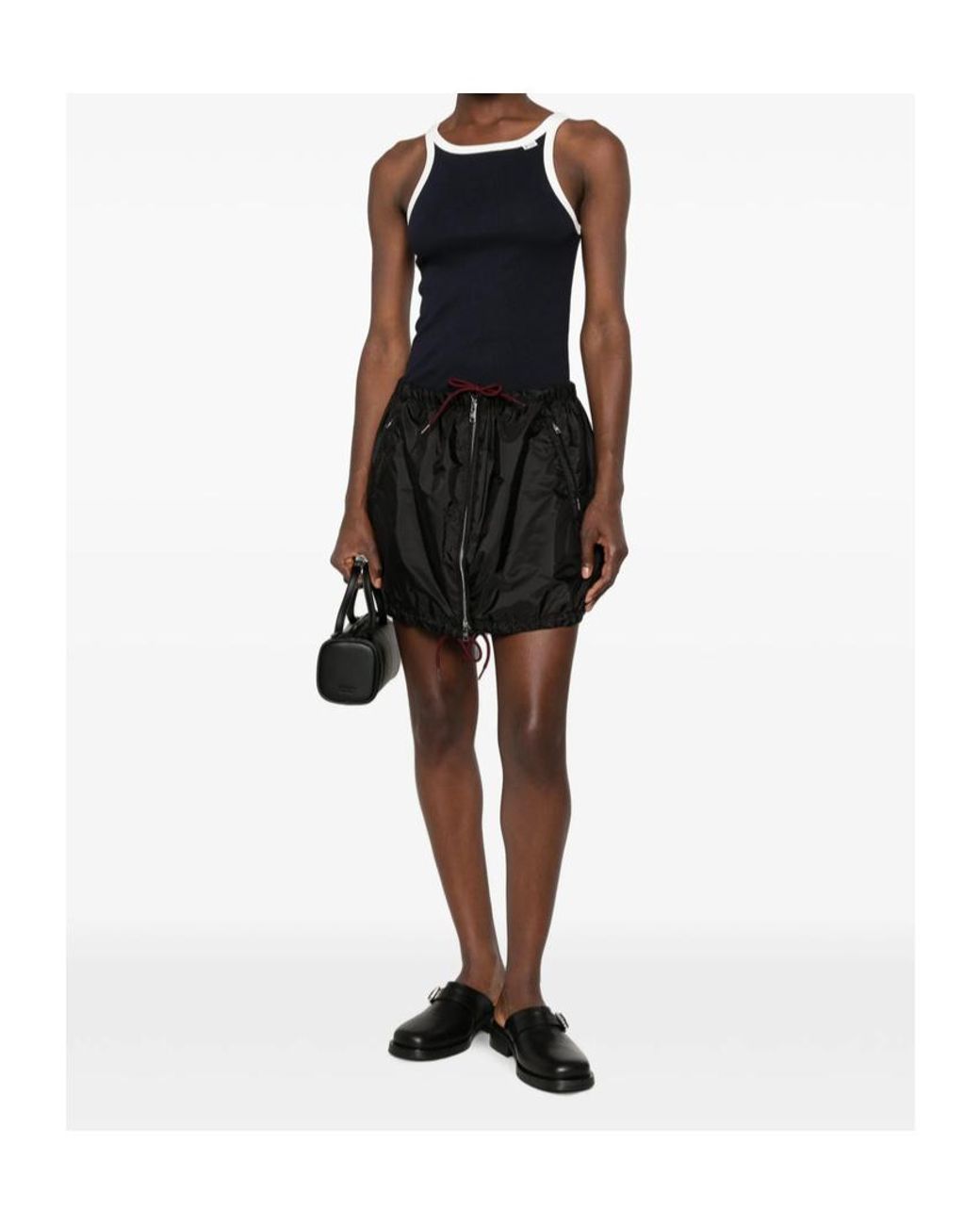 Prada Black Contrast Trim Ribbed Tank Top