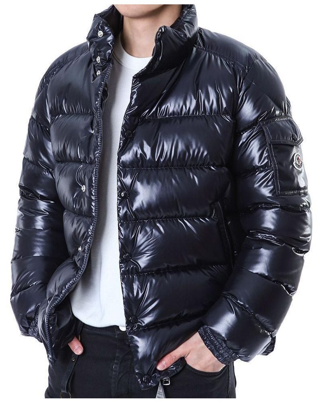 Moncler Blue Lule Logo Patch Down Jacket for men