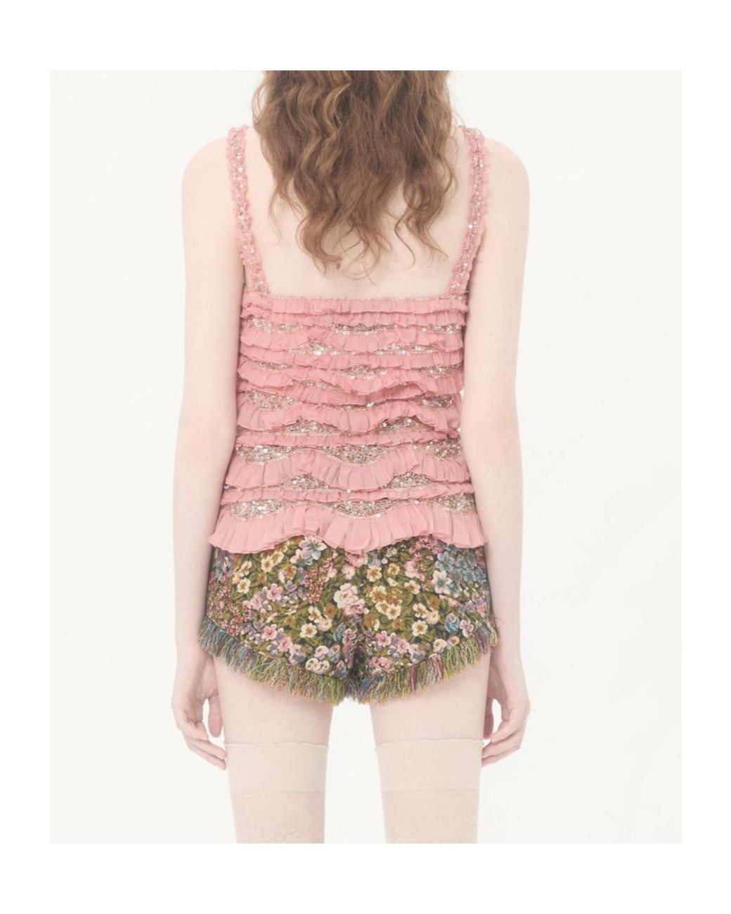 Valentino Pink Tulle Illusione Embroidered Top