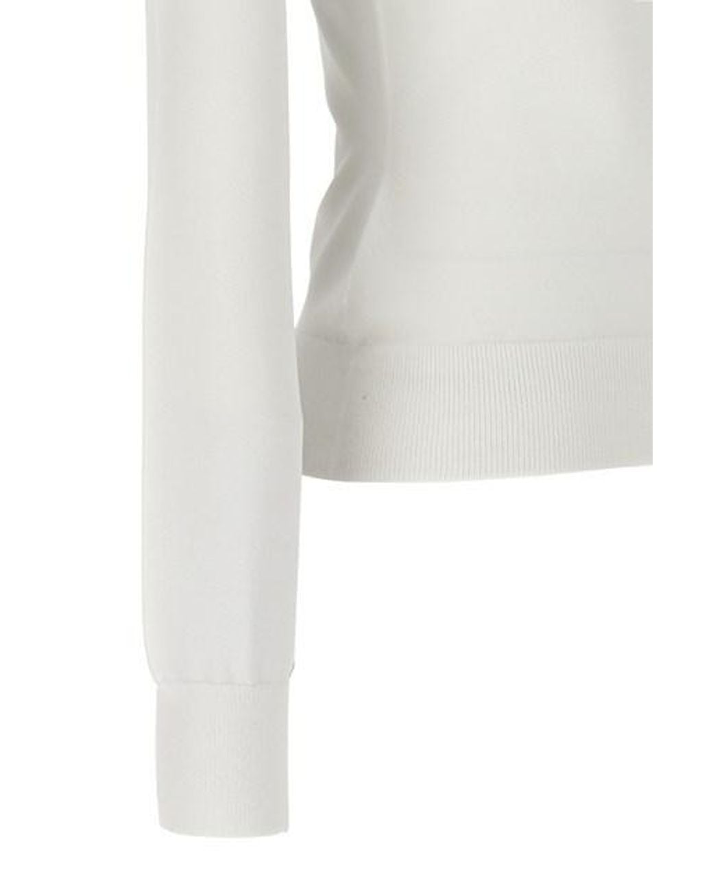 McQueen White Long Sleeved Square-Neck Knitted Top