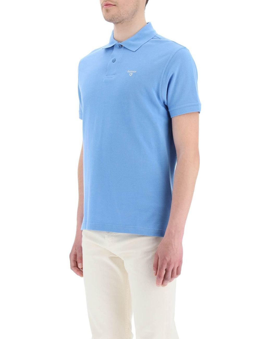 Barbour Blue Logo Embroidered Short Sleeved Polo Shirt for men