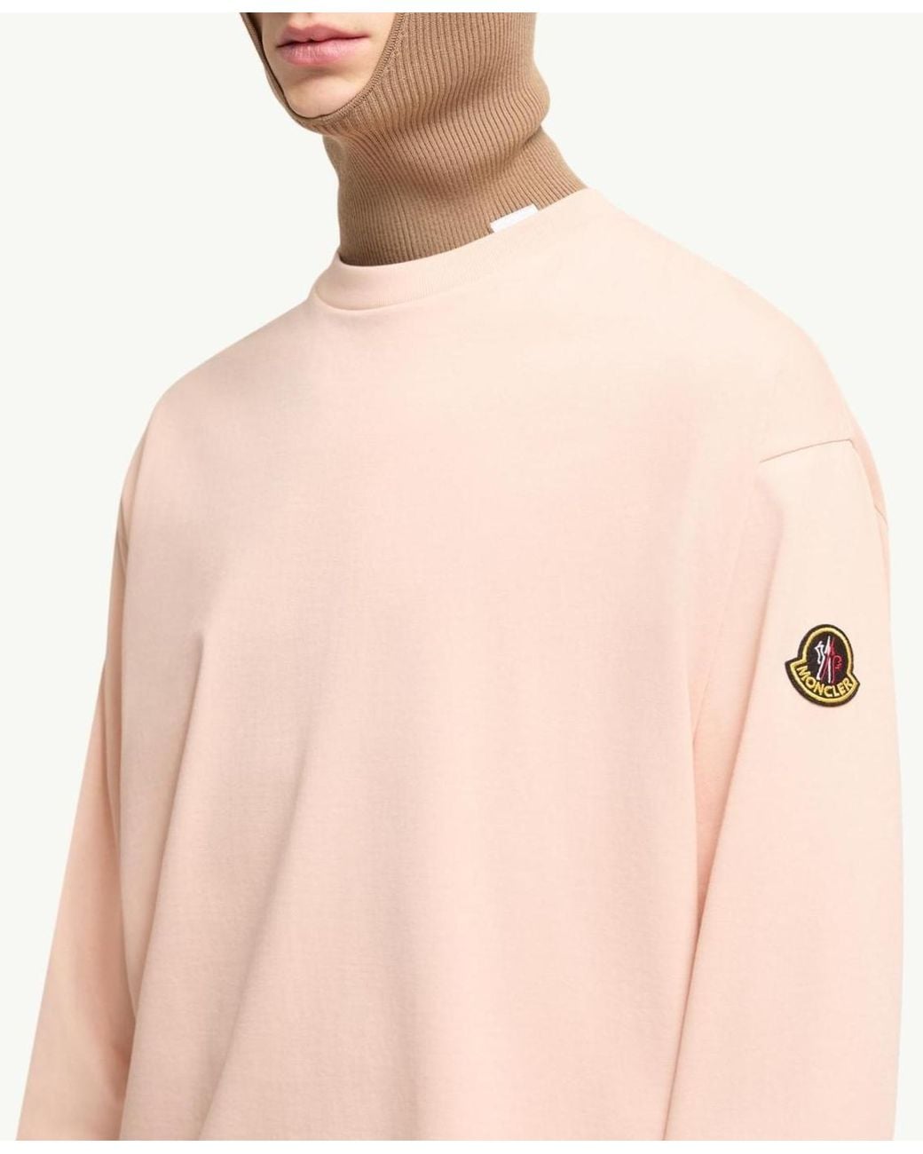 Moncler Pink K2 Print Long Sleeve Cotton T-Shirt for men