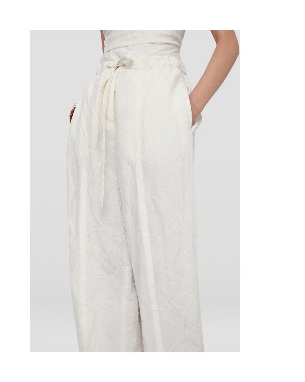 Jil Sander White Wide-Leg Drawstring Trousers