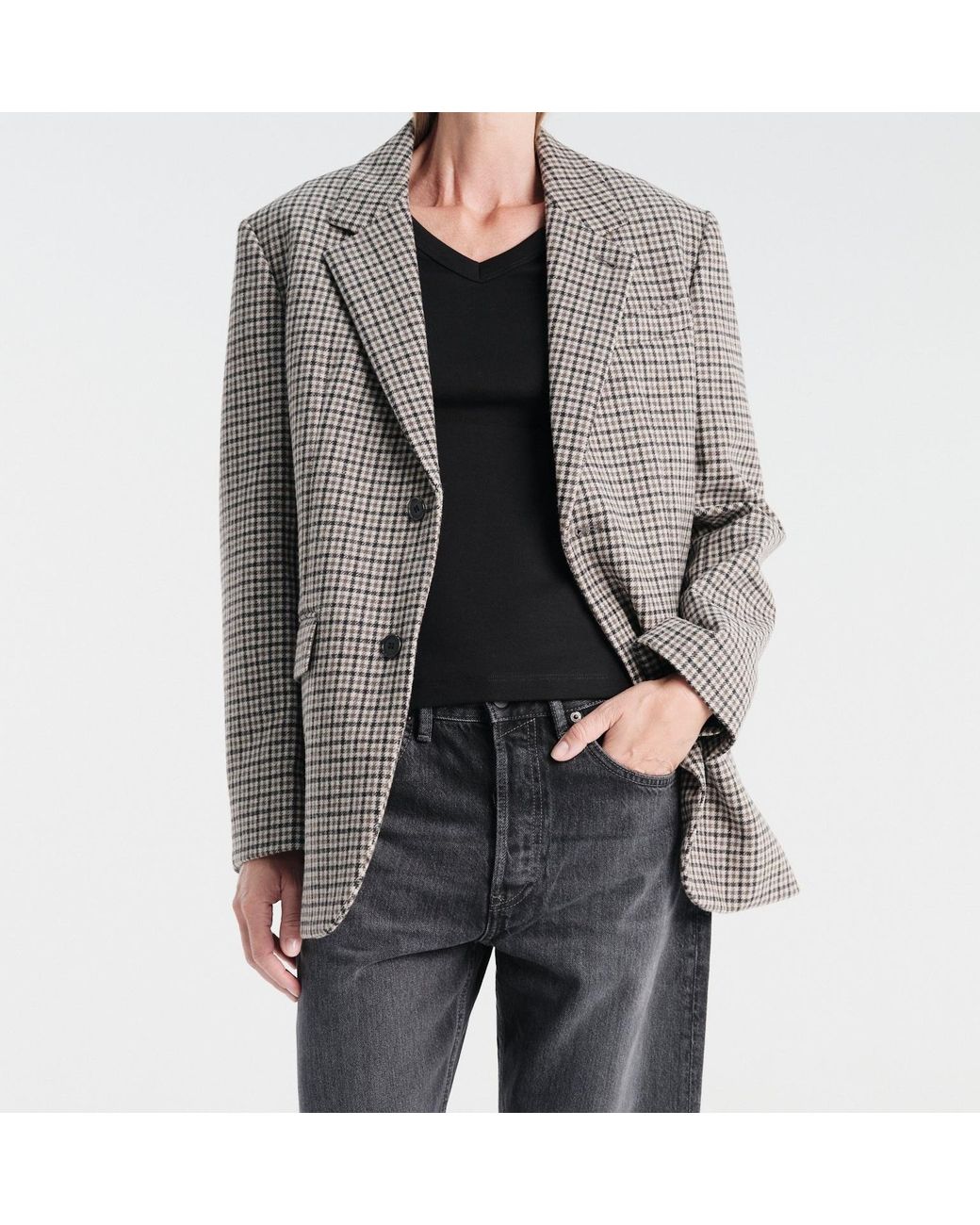 DUNST Gray Lily Checked Single-Breasted Blazer for men