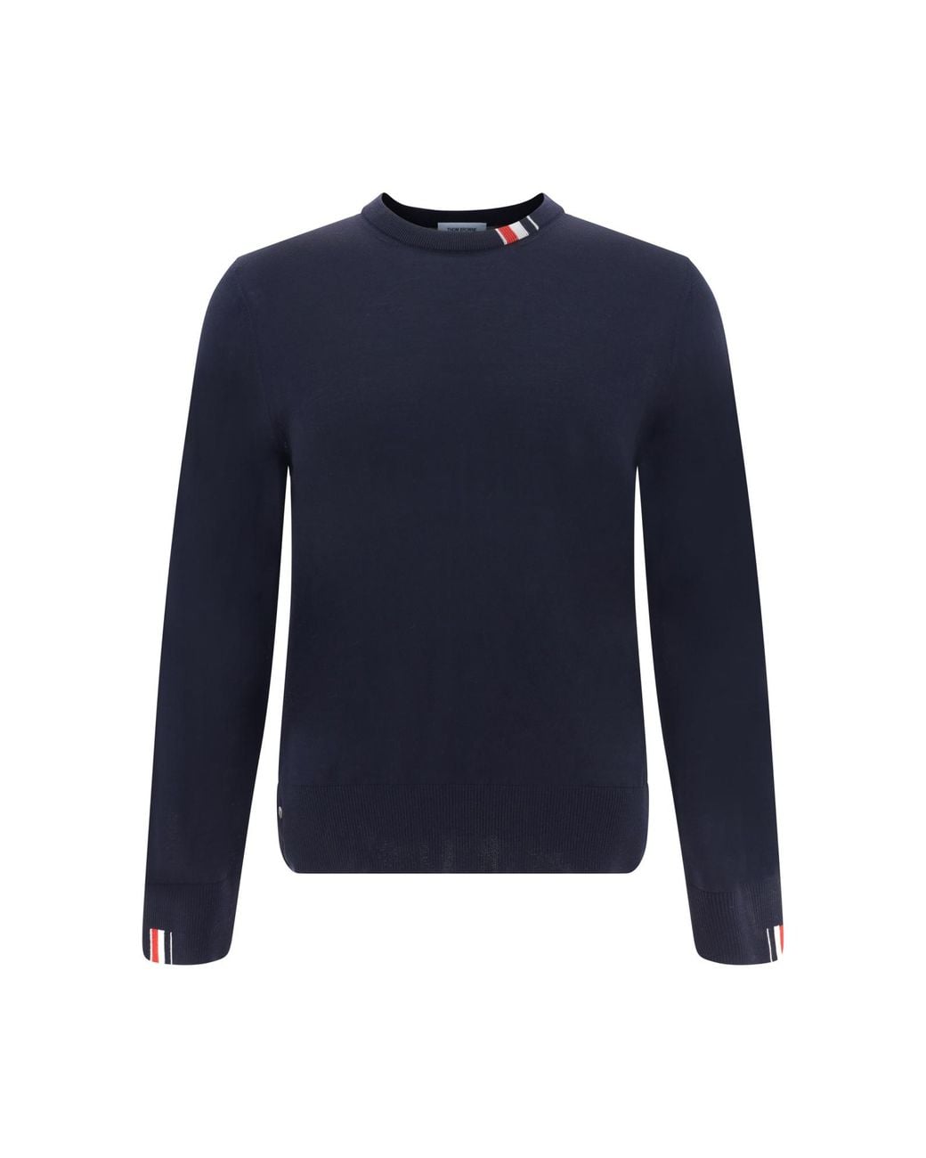 Thom Browne Blue Rwb Stripe Detailed Crewneck Jumper for men