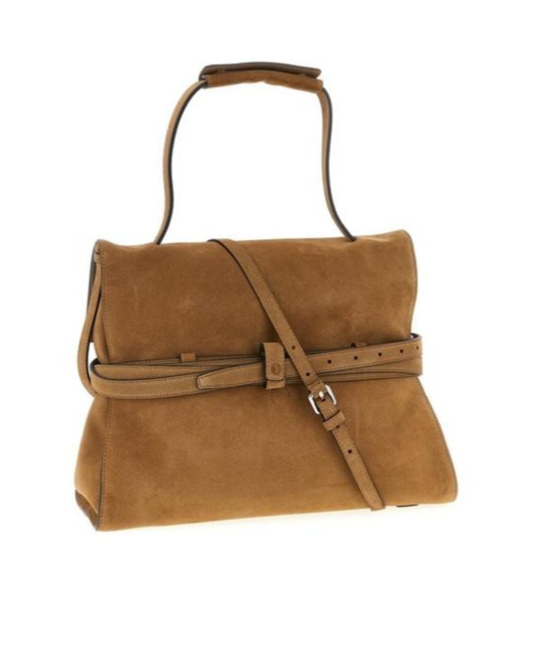 Moschino Brown Tie Me Logo Debossed Tote Bag