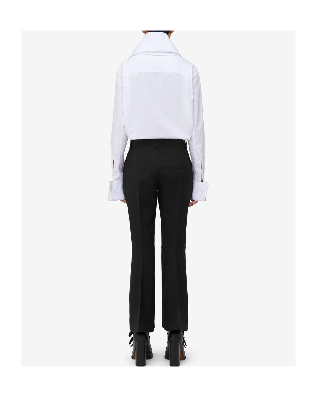 McQueen Black Kickback Straight-Leg Trousers