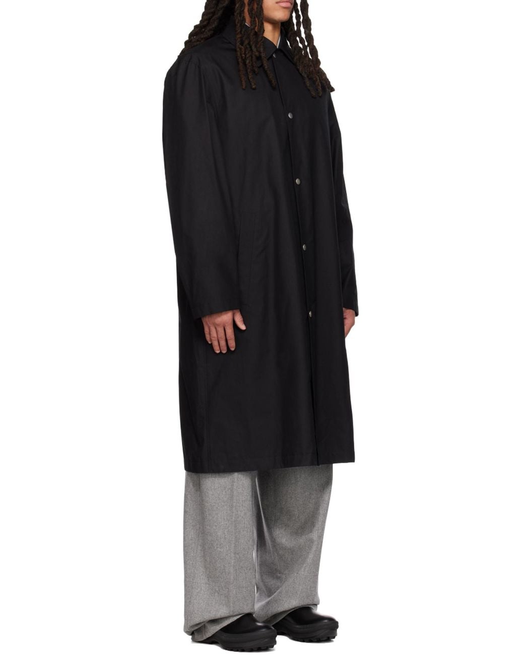 Jil Sander Black Button-Up Long Coat for men