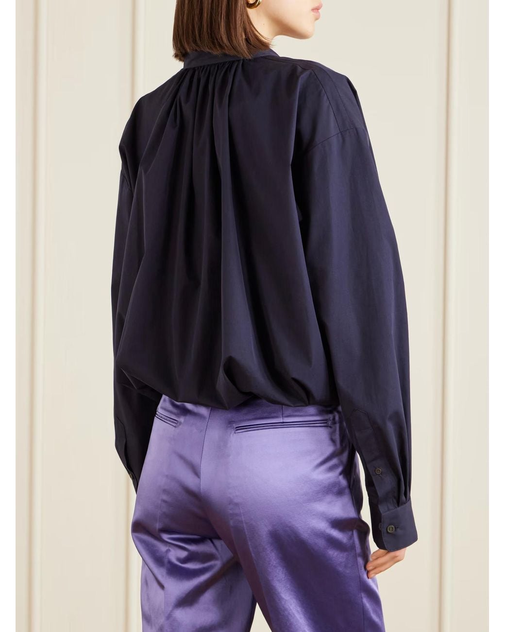 Dries Van Noten Blue Long-Sleeved Wrap Shirt