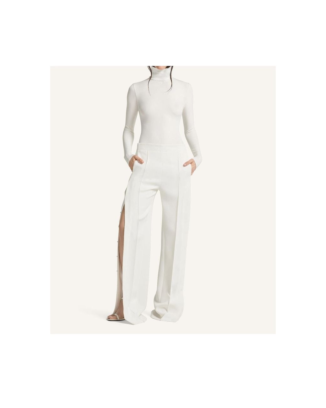 Courreges White Logo-Embroidered Mock-Neck Bodysuit