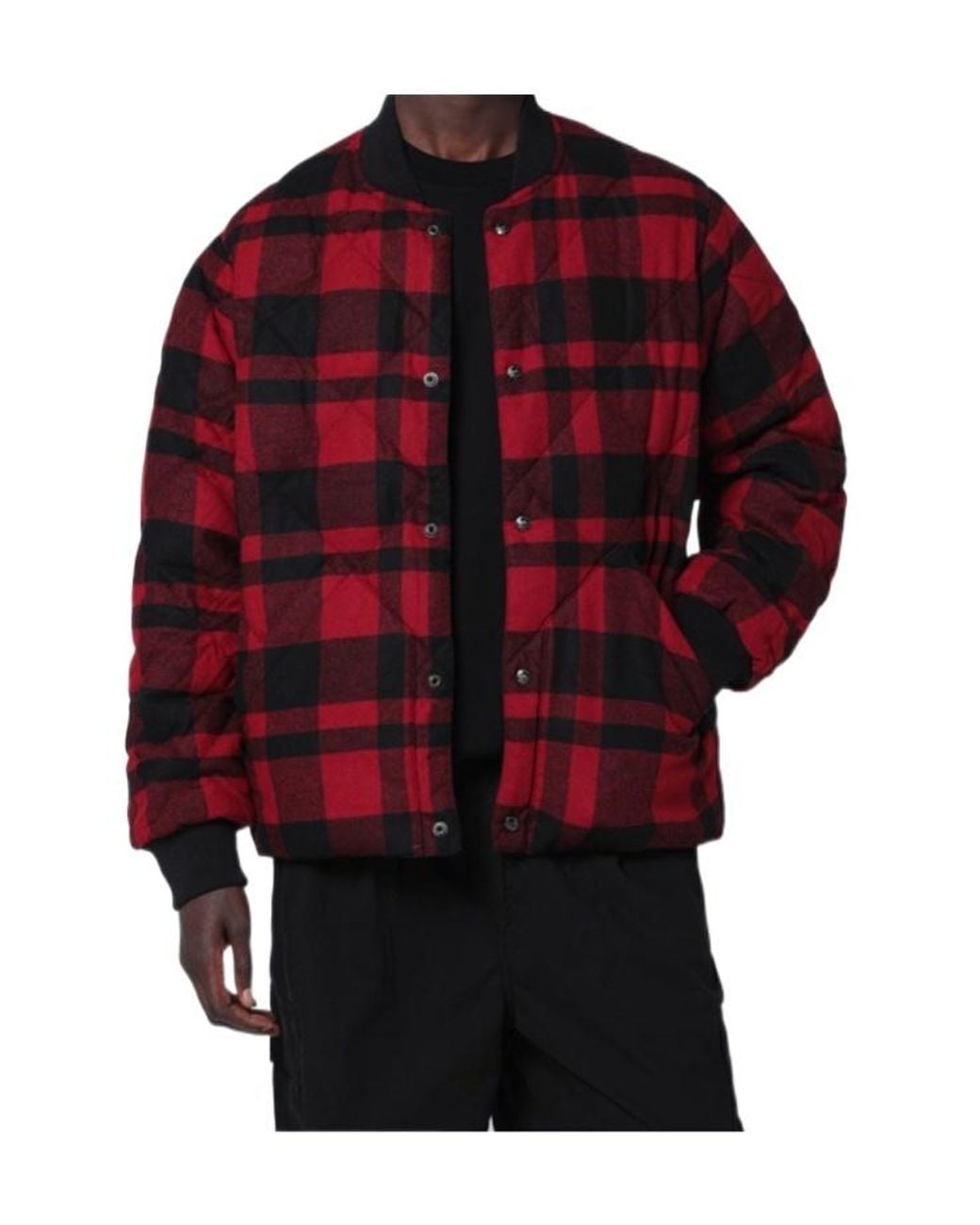 Ralph Lauren Red Quilted Check Bomber for men