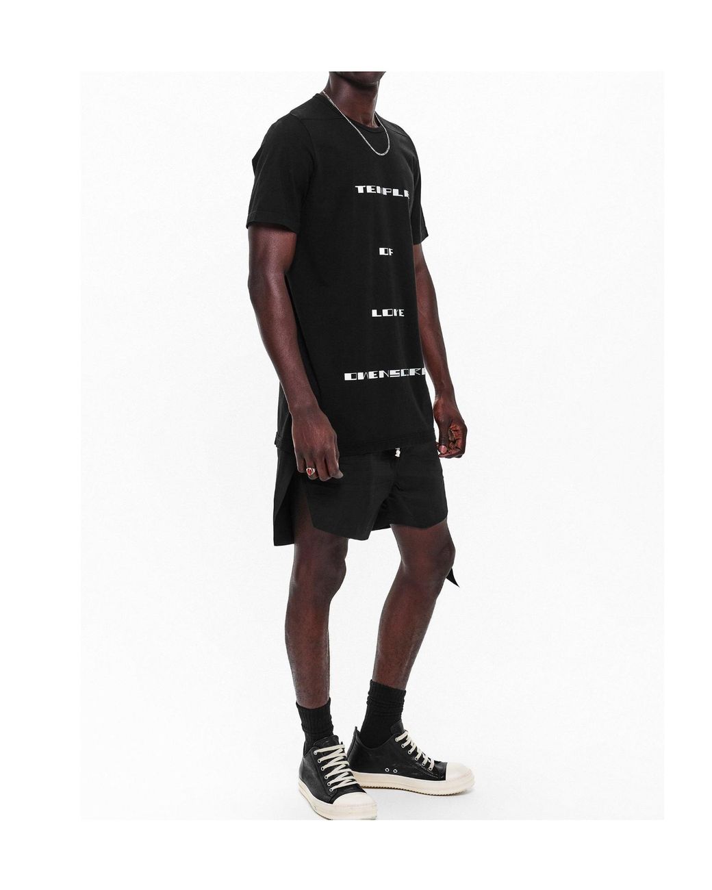 Rick Owens Black Crew Neck Short Sleeve T-Shirt for men