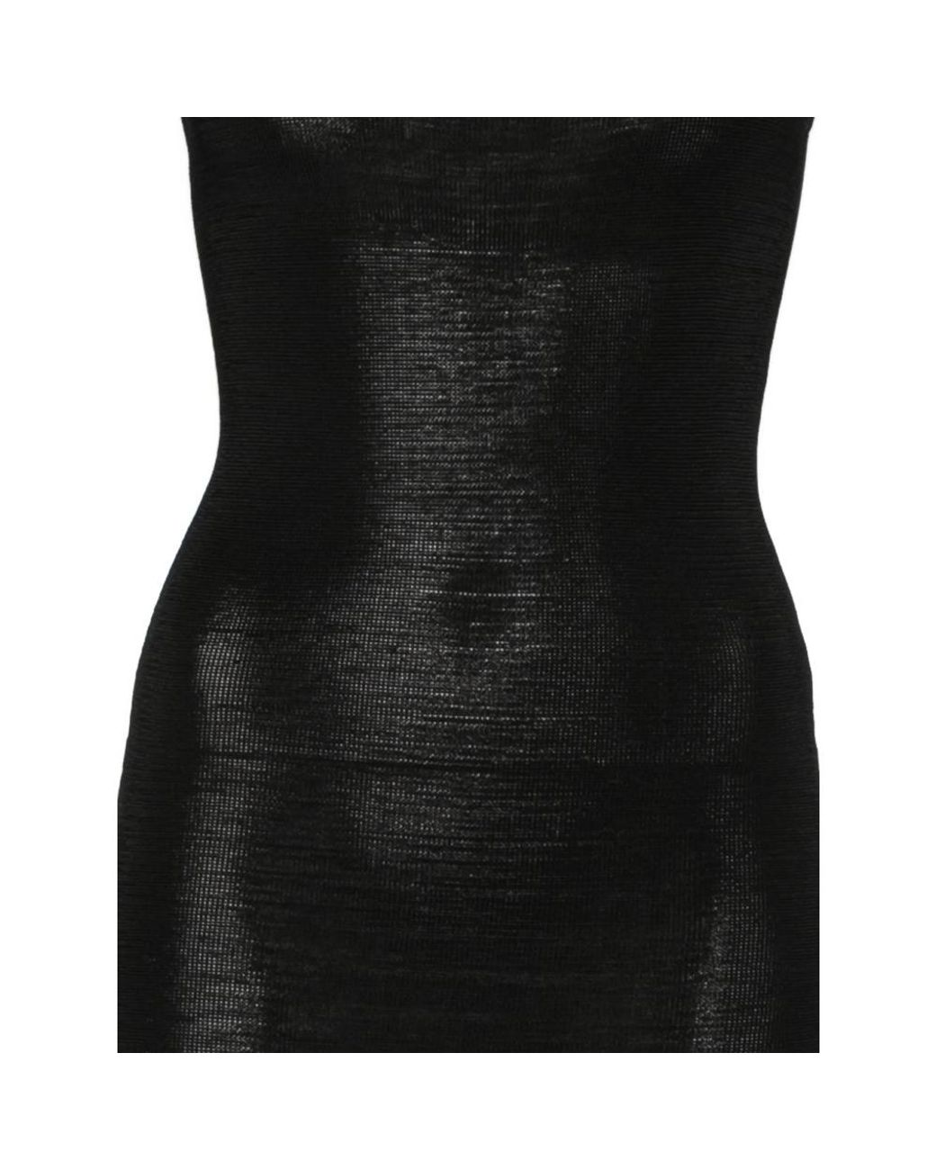 Entire studios Black Sheer Scoop-Neck Knitted Dress