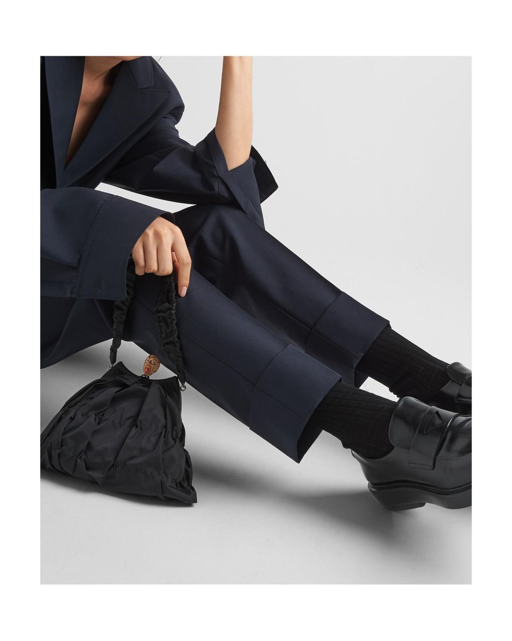 Prada Blue Pleated Tailored Trousers
