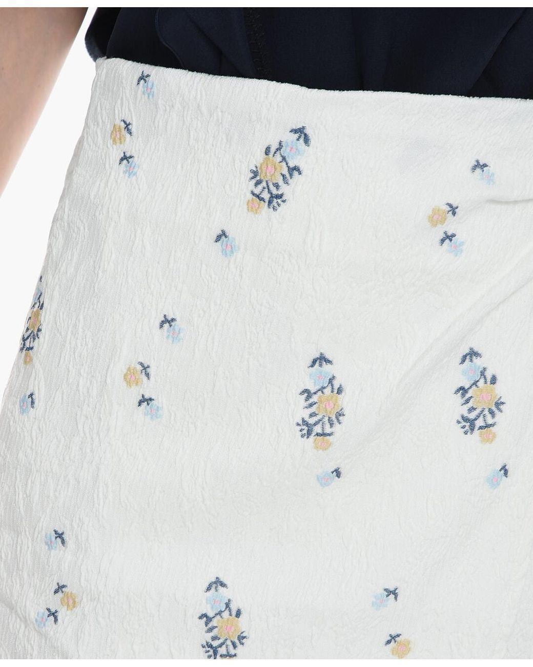 Samsøe & Samsøe White Floral-Embroidered Mini Skirt