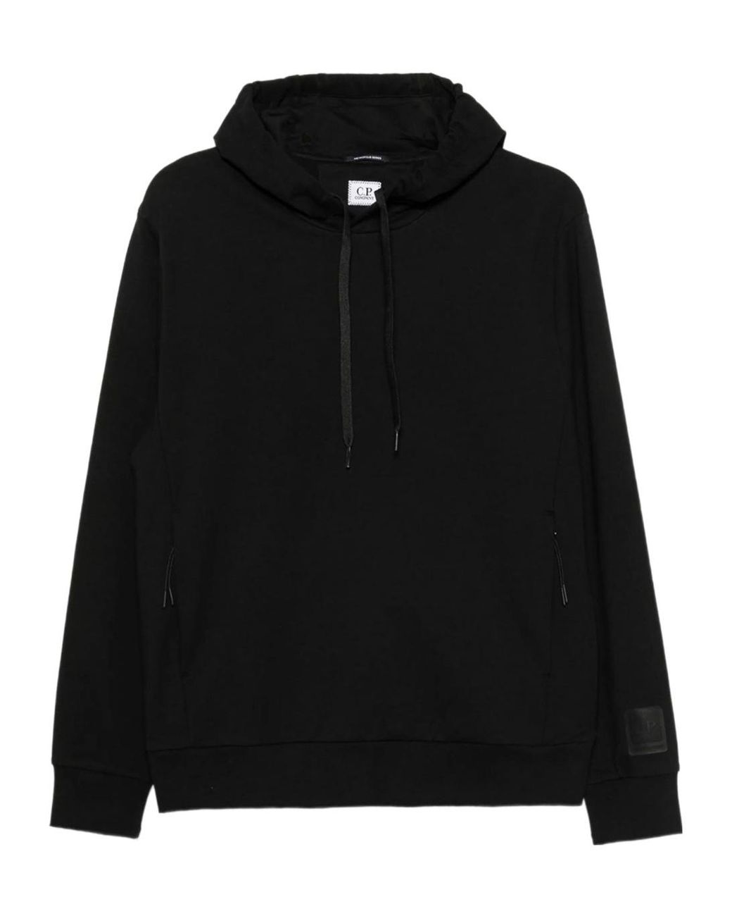 C P Company Black Metropolis Series Logo-Patch Hoodie for men