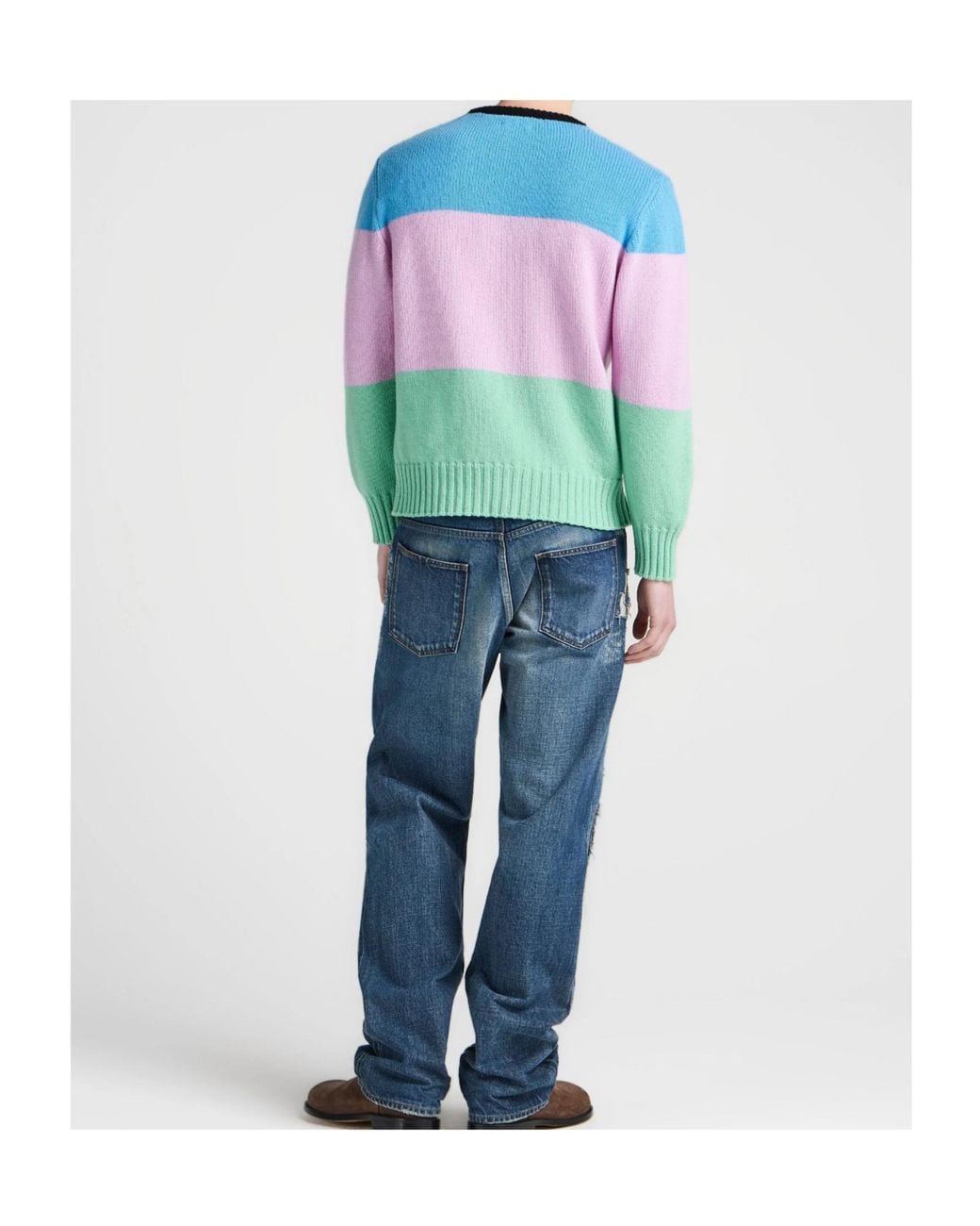 J.W. Anderson Blue Knitted Striped Sweater for men