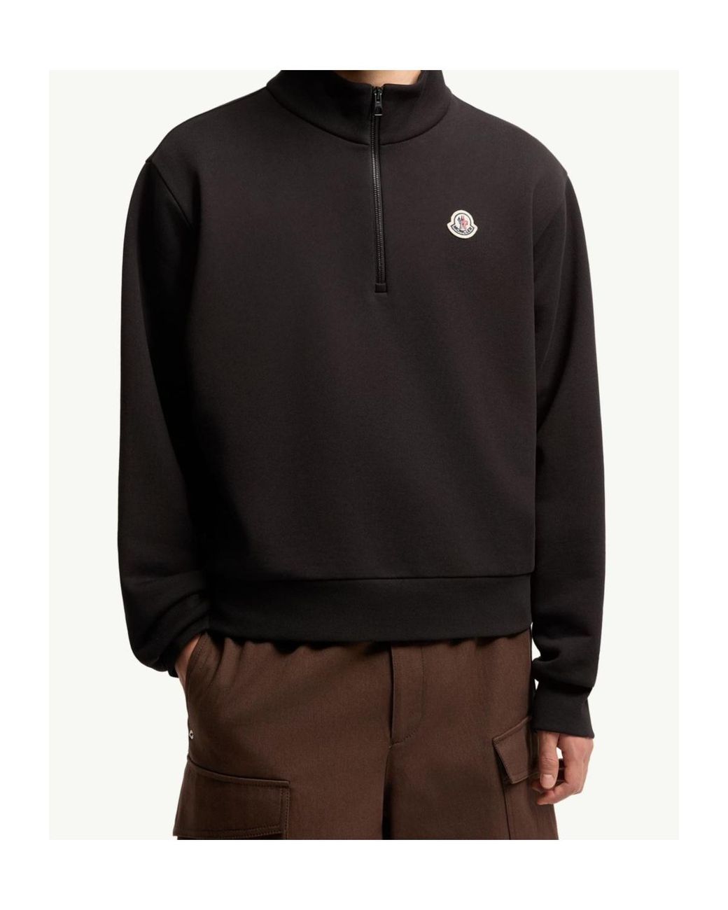 Moncler Black Logo Patch Zip-Up Sweatshirt for men