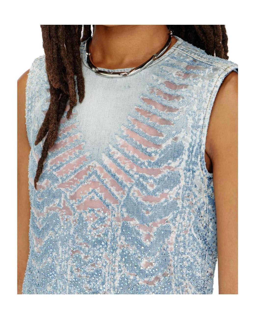 DIESEL Blue De Myrela Embellished Mini Dress